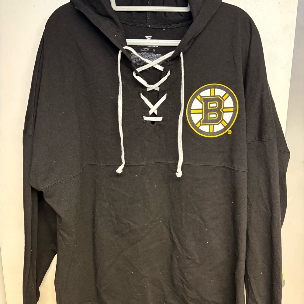 Boston Bruins Hoodie with Lace-Up Front and Logo